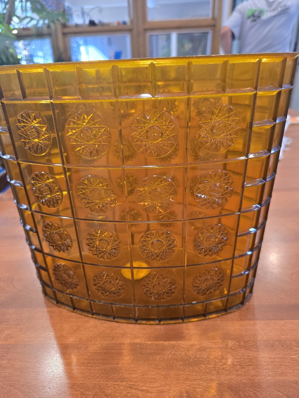 Vintage Amber Trash Can Lucite MCM STARBURST waste basket